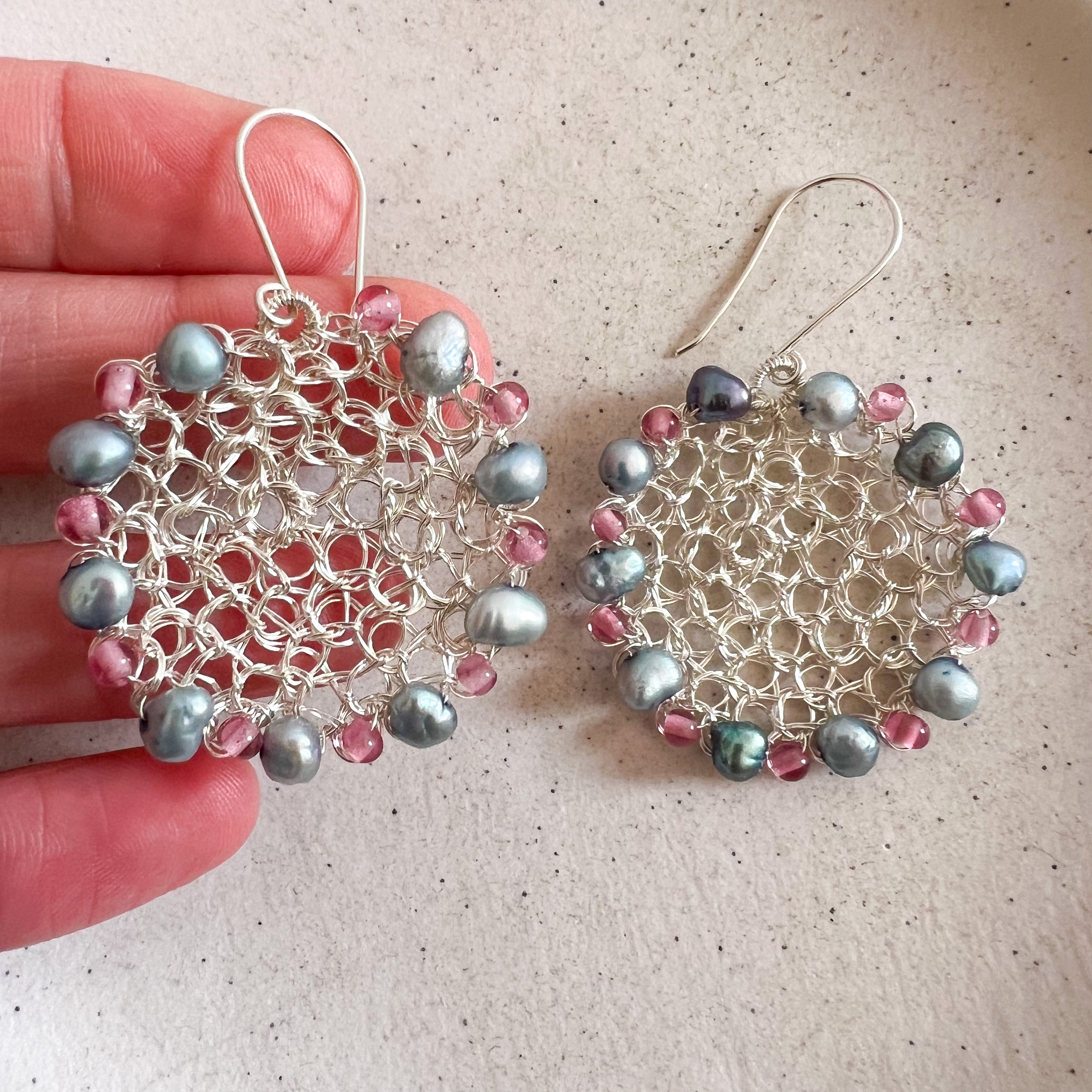 Silver Wire Pearl Earrings, sterling silver hooks