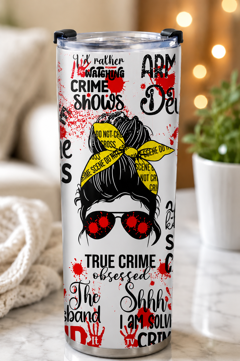 20oz True Crime Tumbler | Stainless Steel Travel Cup | Double Wall Insulated | Free Cleaning Brush | Gift for Crime Lovers