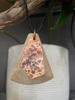 One off Stone & Hammered Copper Necklace