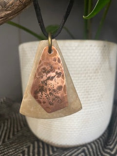 One off Stone & Hammered Copper Necklace