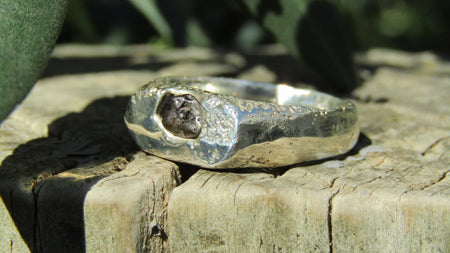 Green Sapphire Rockpool Signet, Sterling Silver, Size P