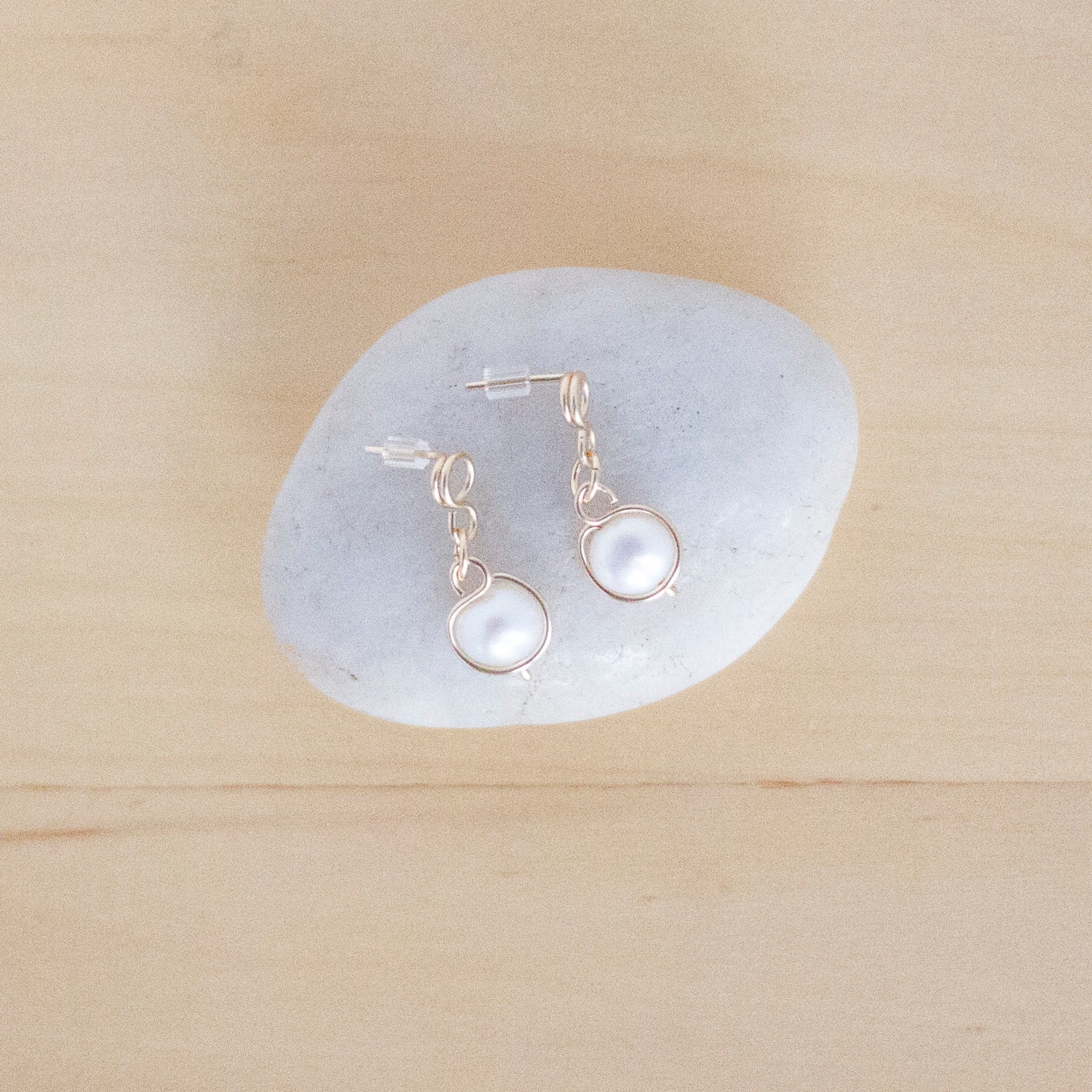 Baroque Pearl Gold Loop Stud Earrings | 14K Gold Filled