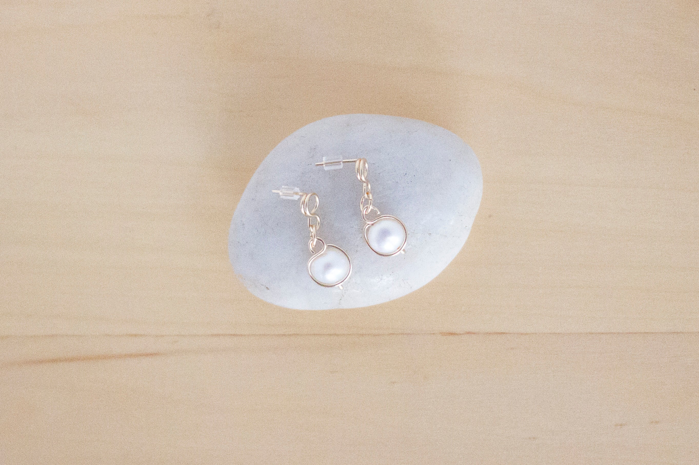 Baroque Pearl Gold Loop Stud Earrings | 14K Gold Filled