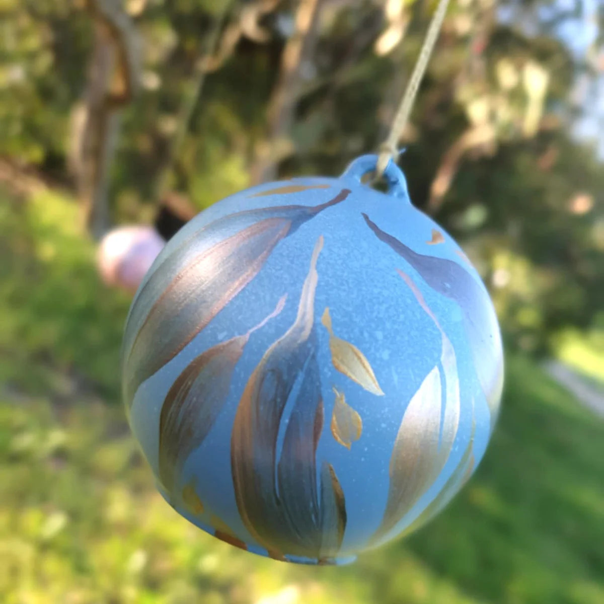 Glass Wind Chime Ornament Bell | Hand-painted Australian Gum Leaf | Bauble | Decorations