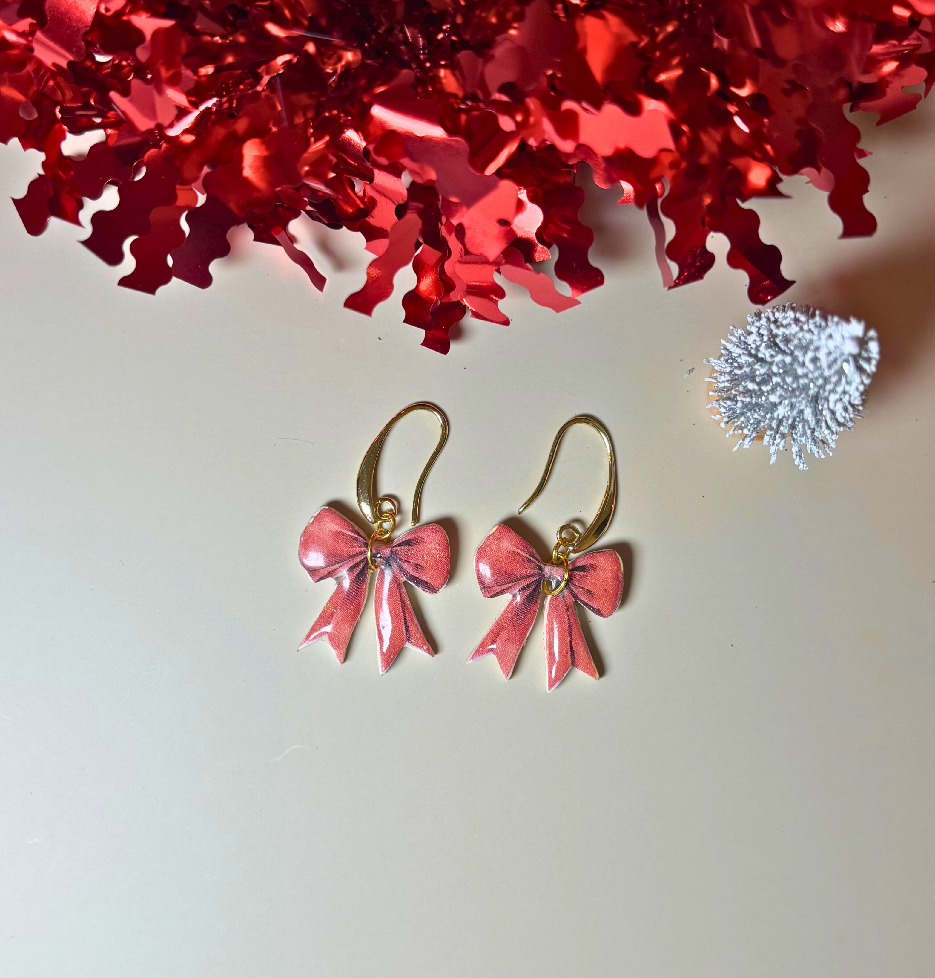 Vintage Christmas Bow Inspired Earrings
