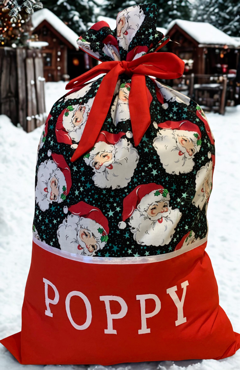 Handmade Personalised Christmas Sack - Traditional Santa