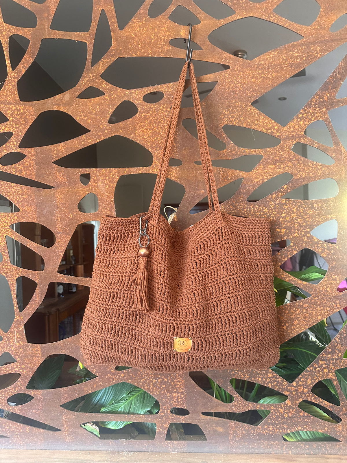 The Chocolate Tote | Hand-Crocheted Cotton Shoulder Bag