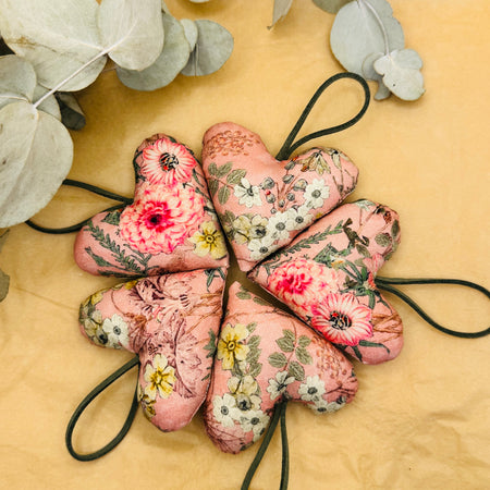 Handmade Pink Floral Hearts