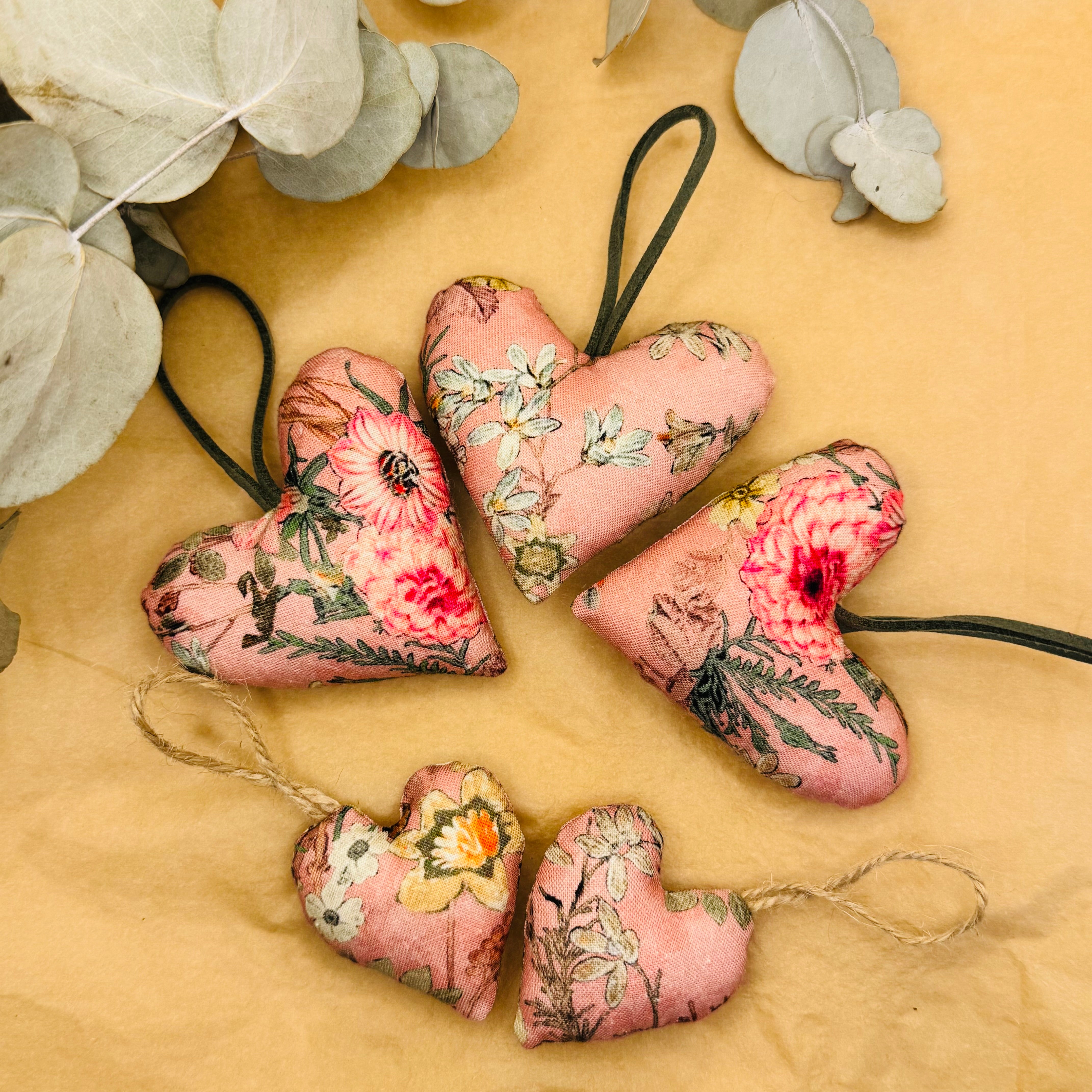 Handmade Pink Floral Hearts