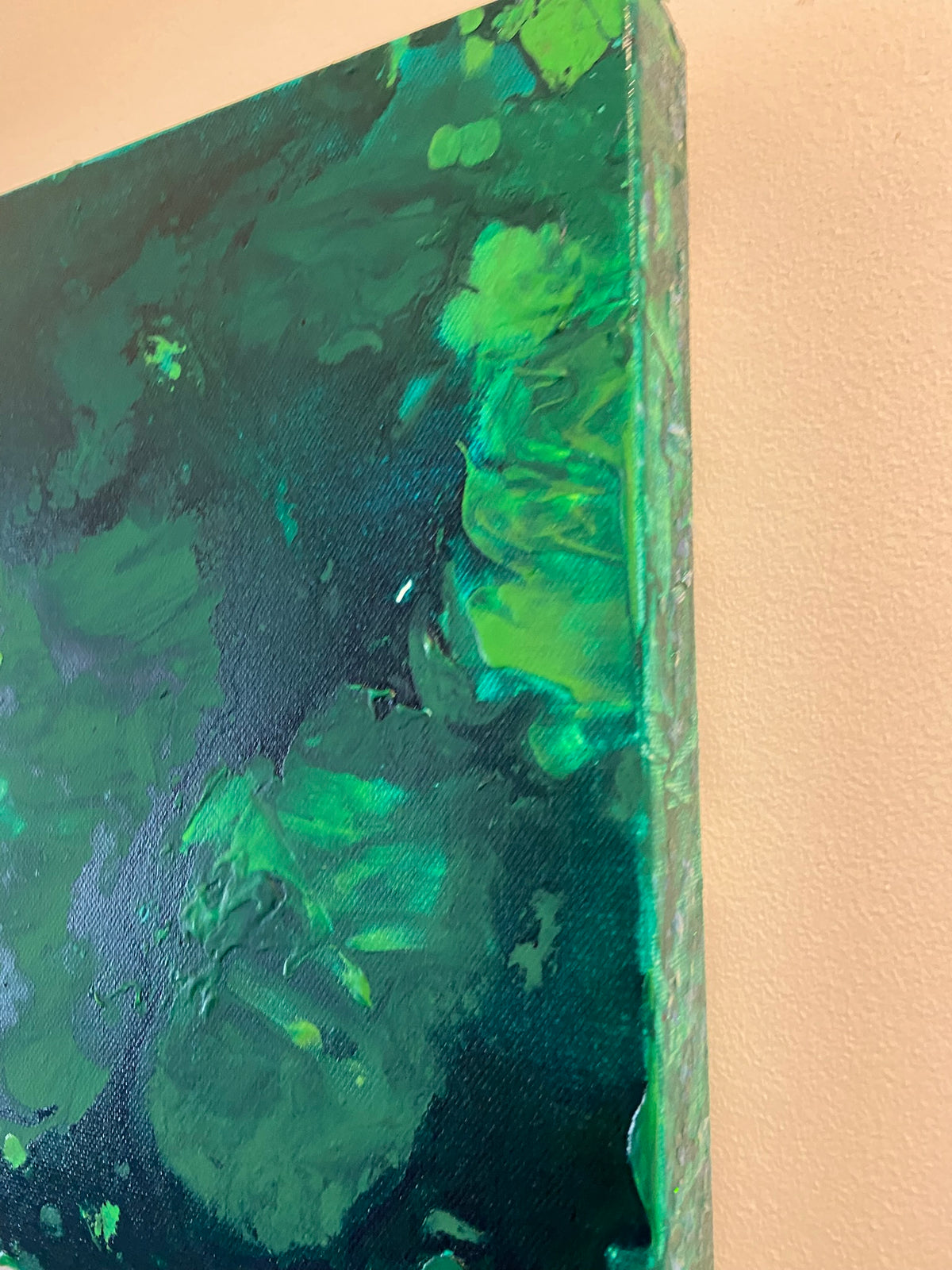 Green Aventurine Wall Art Original Abstract Acrylic Canvas Painting