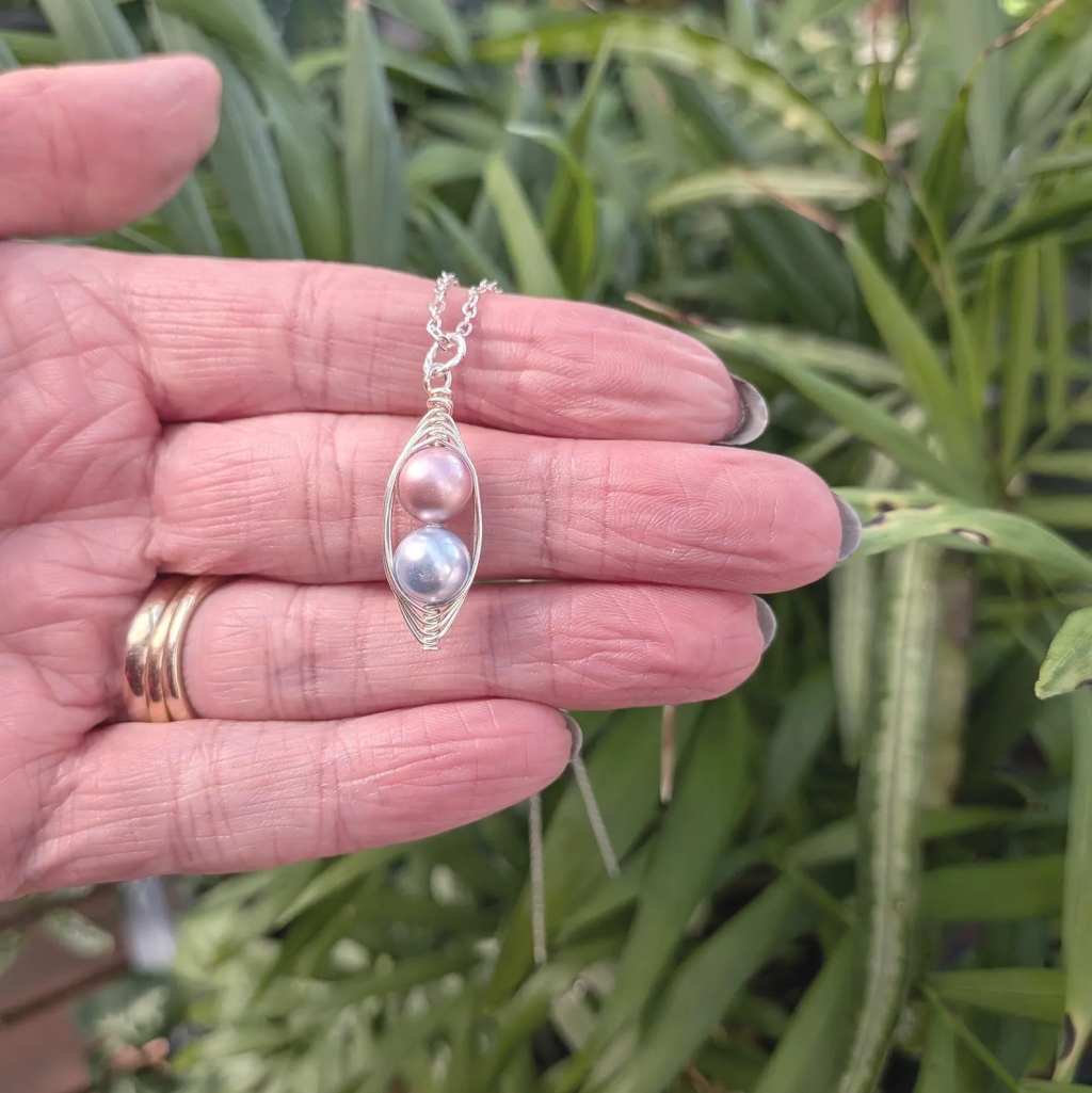Two Peas in a Pod Necklace, Choose Finish
