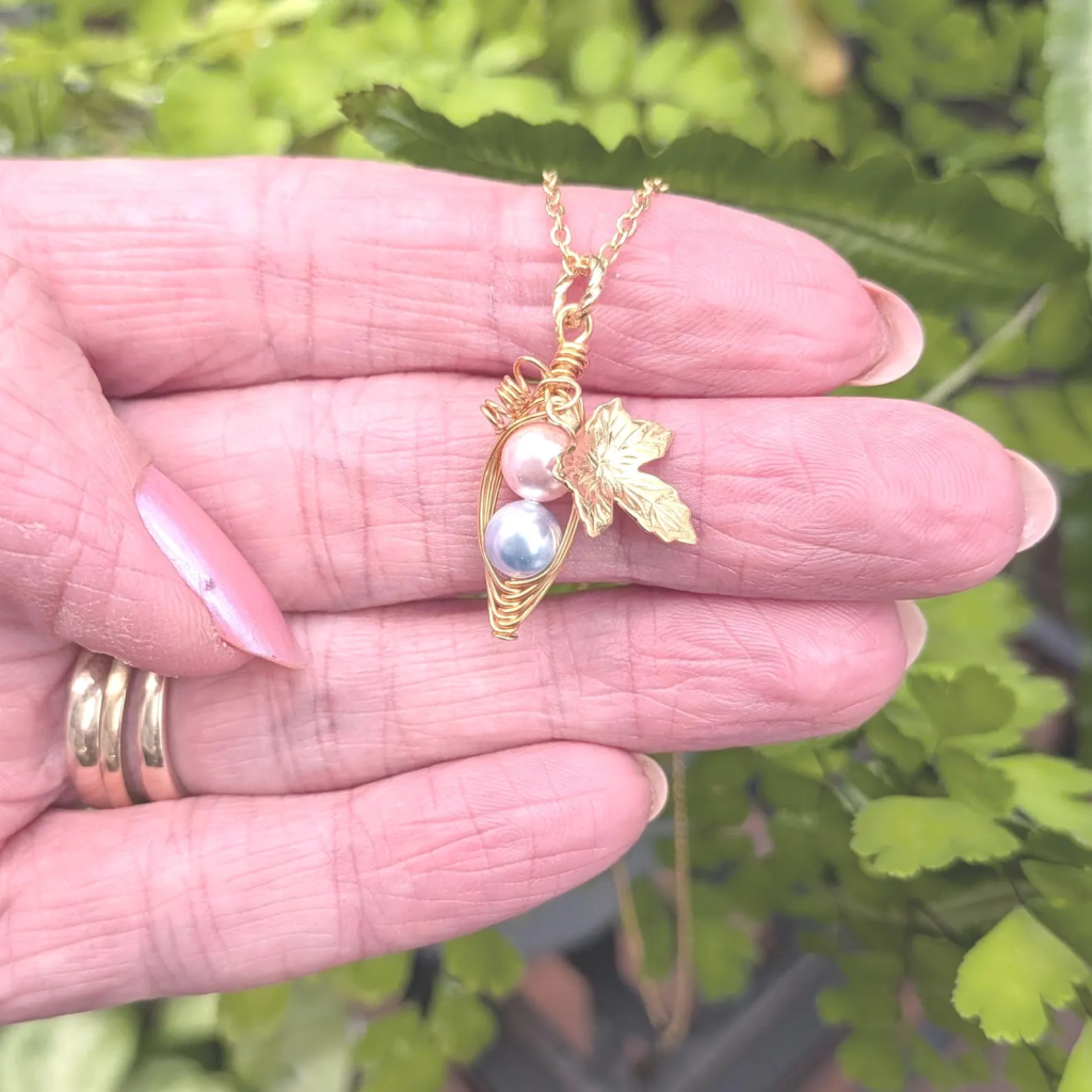 Two Peas in a Pod Necklace for Girl and Boy
