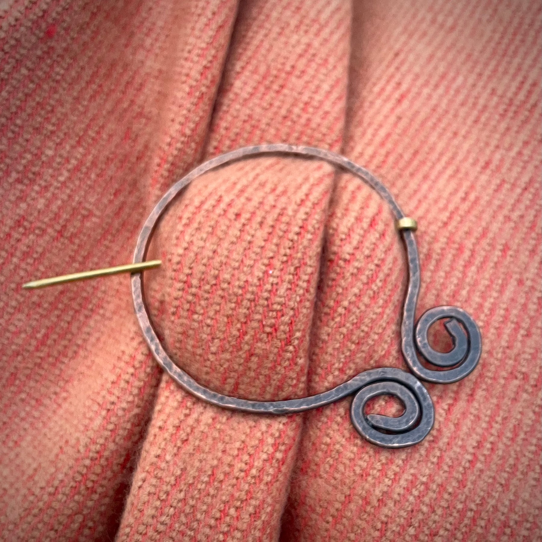 Copper and brass scarf brooch