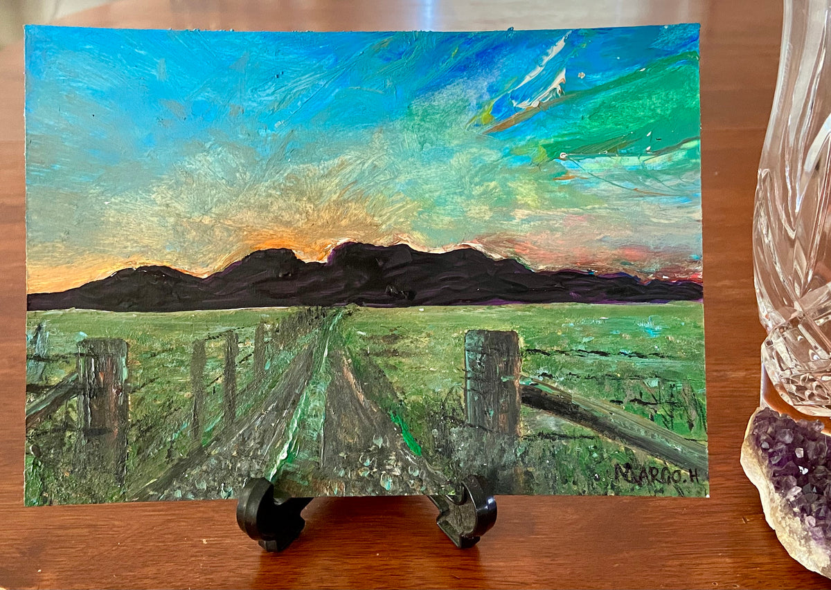 "Near Gloucester" original acrylic on card painting by Margo Humphries
