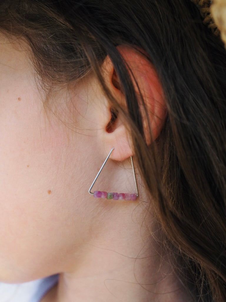 Trapeze Hooped Earrings Sterling Silver