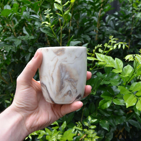 Brown & White Hand Crafted Ceramic Marbled Coffee Mug 250ml