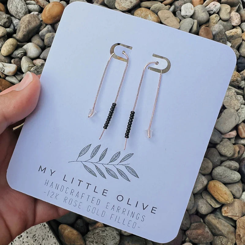 Handmade Boho inspired bead drop earrings in Gold | Rose Gold | Silver