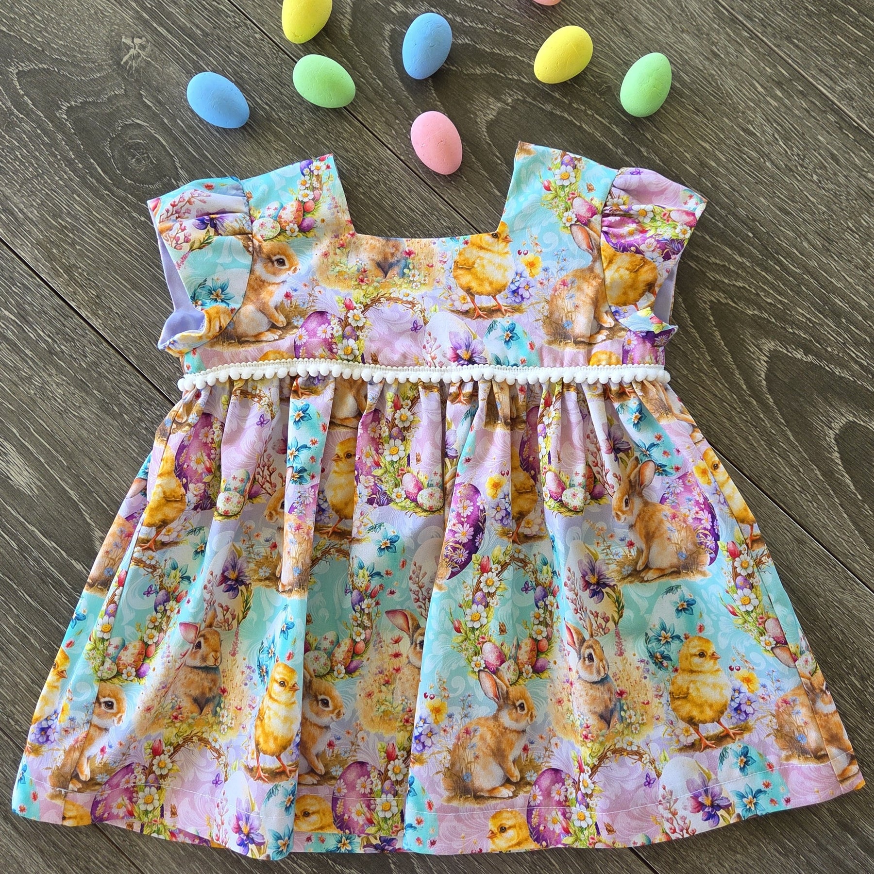 "Bunny & Chicks" Easter Dress - Size 12-18 Months