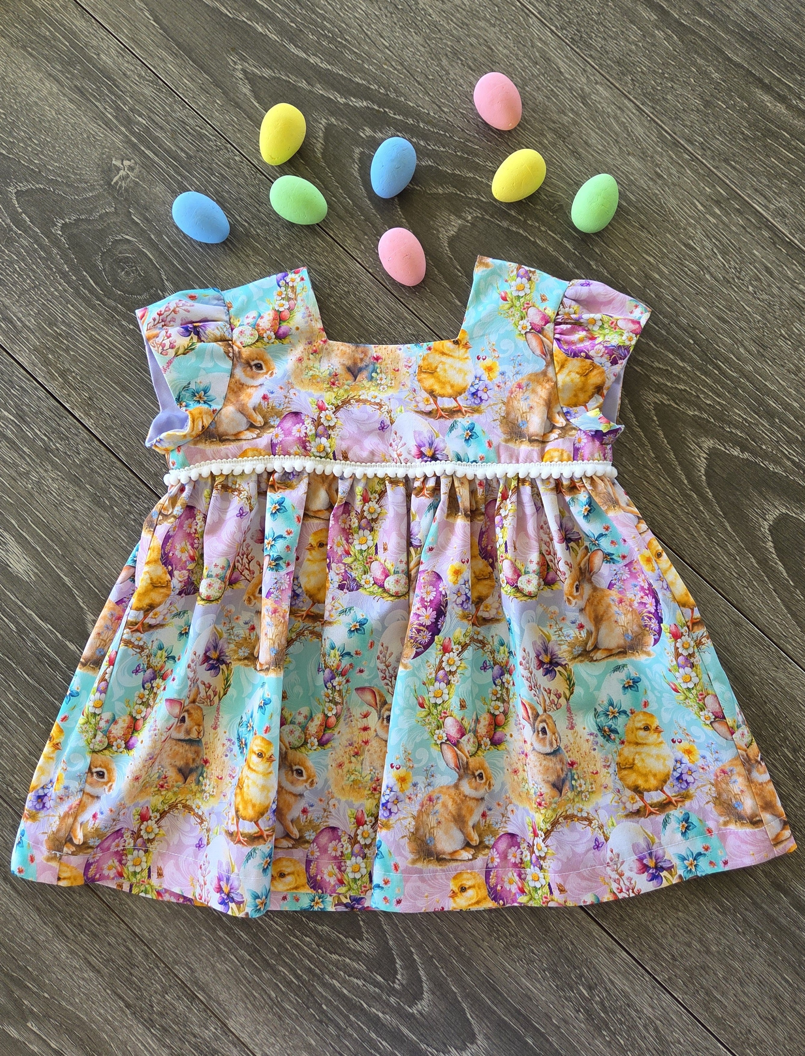 "Bunny & Chicks" Easter Dress - Size 12-18 Months