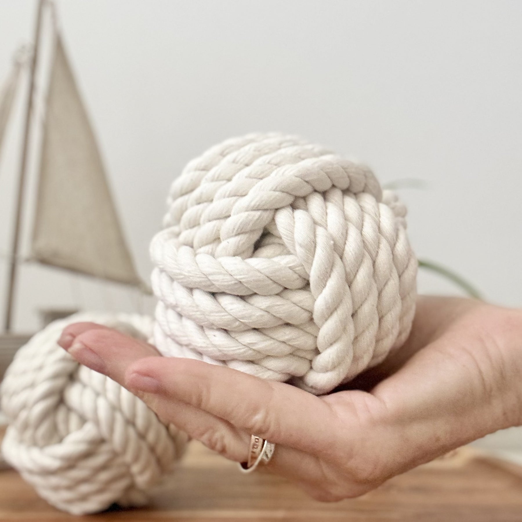 Monkey Fist Nautical Knots - Table Number Holder - Set of 3