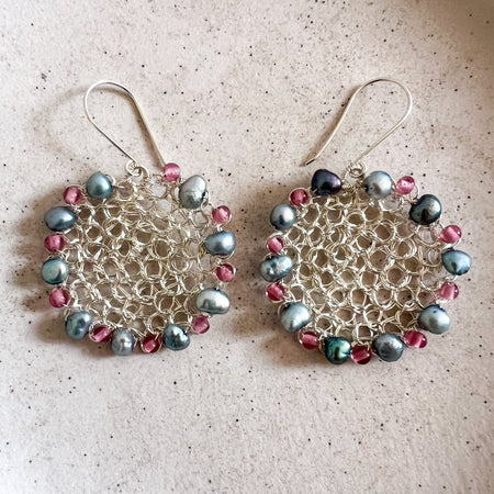 Silver Wire Pearl Earrings, sterling silver hooks