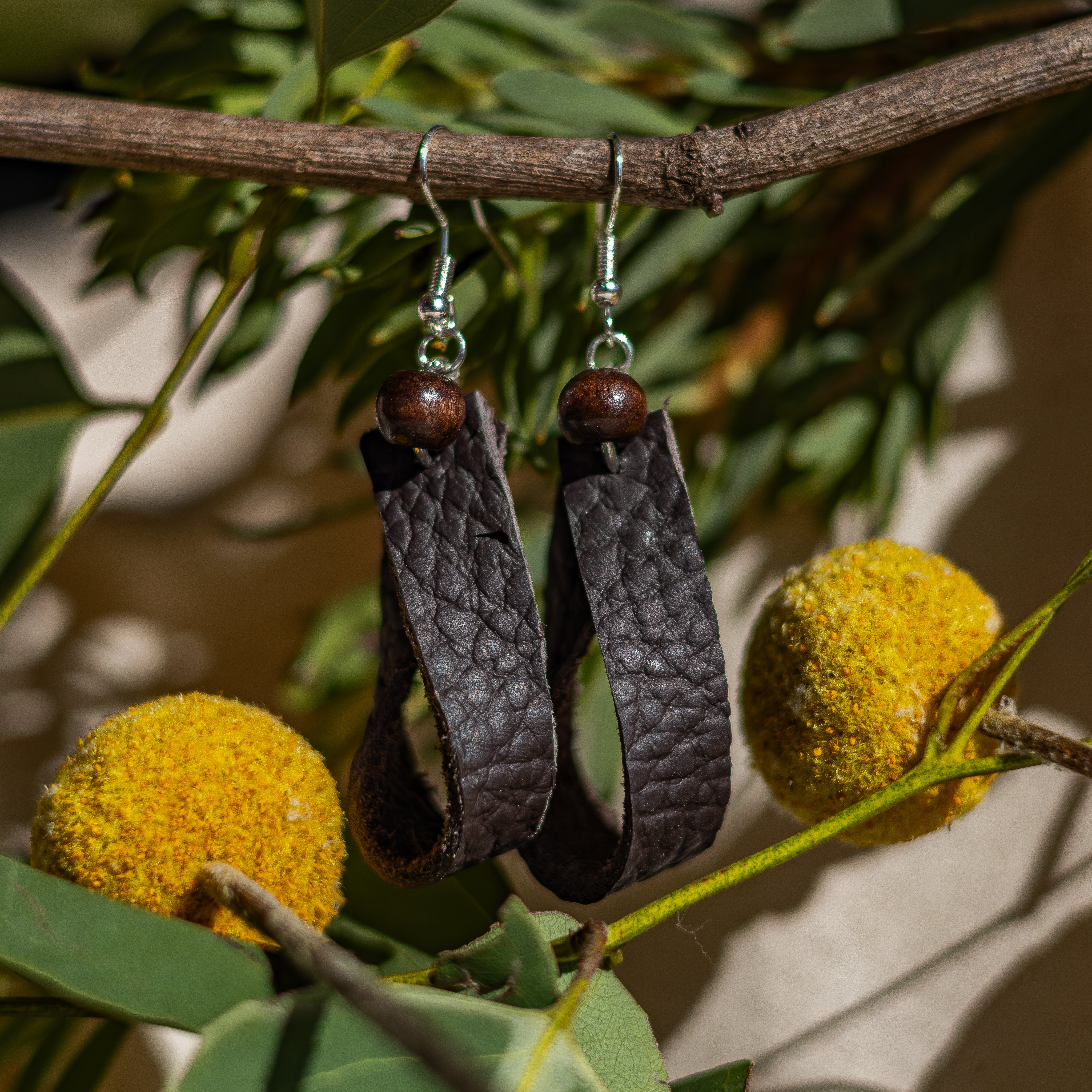Handmade Leather Ribbon Earrings 🌿