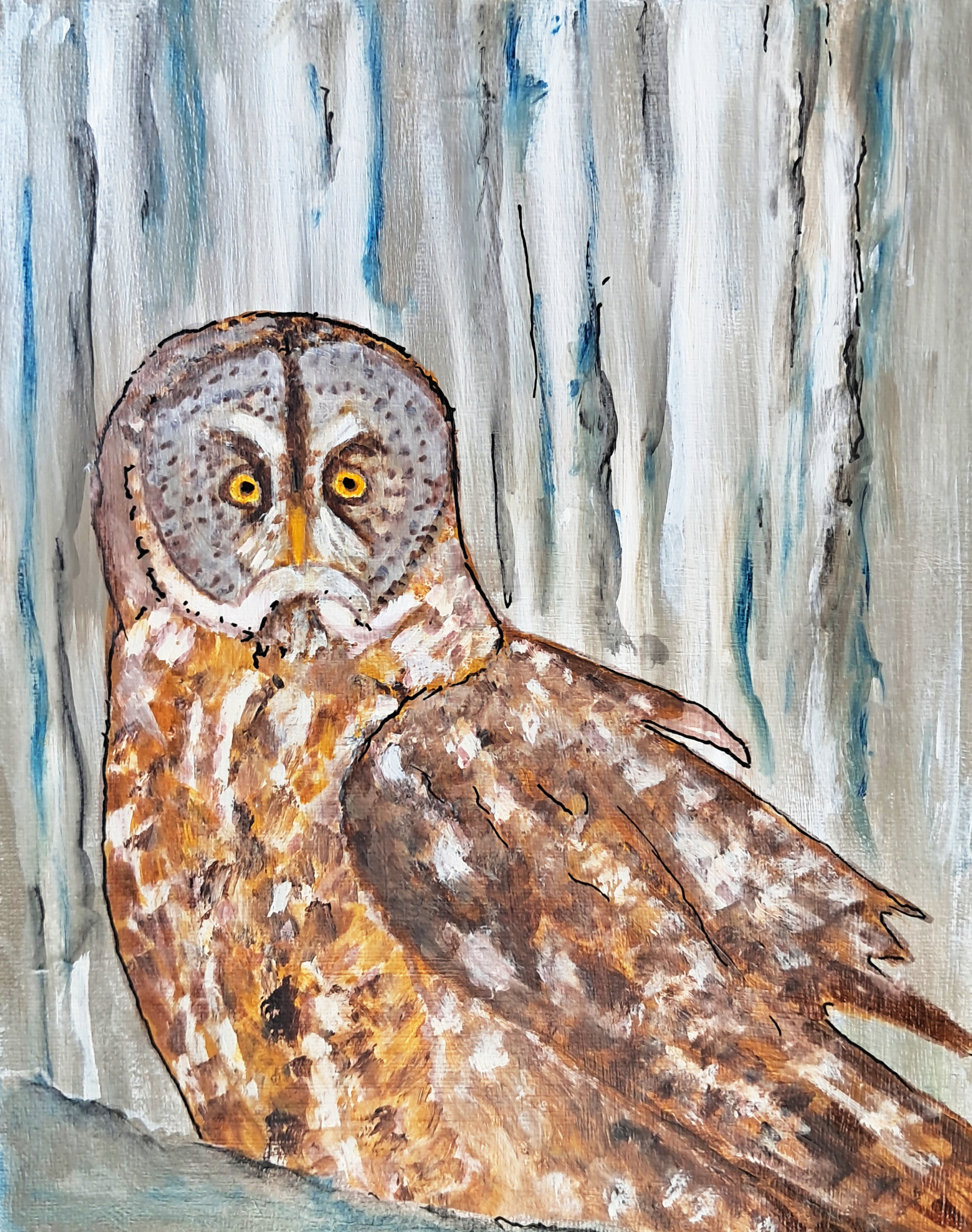 Owl Barred Owl Original Painting