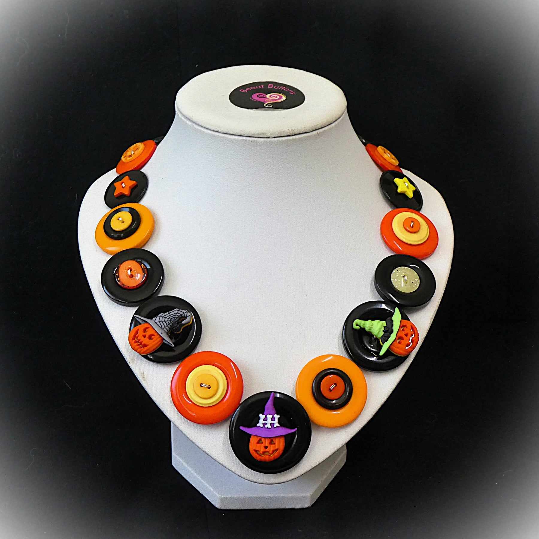 Halloween Button necklace - Jacks in Hats