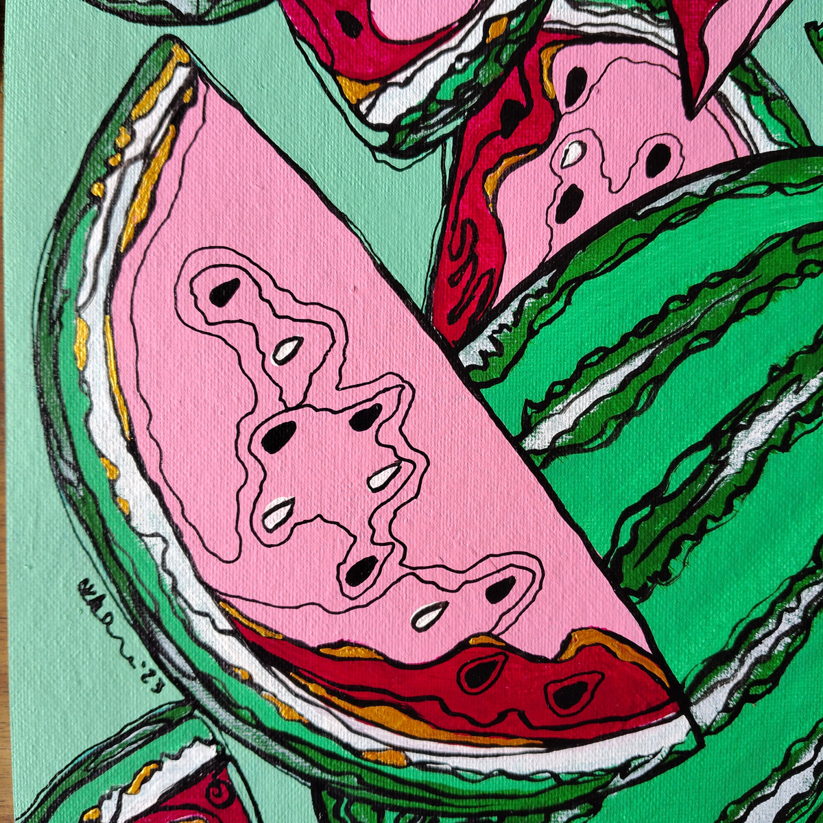 A3 ORIGINAL ARTWORK - "Watermelon Study"- abstract art