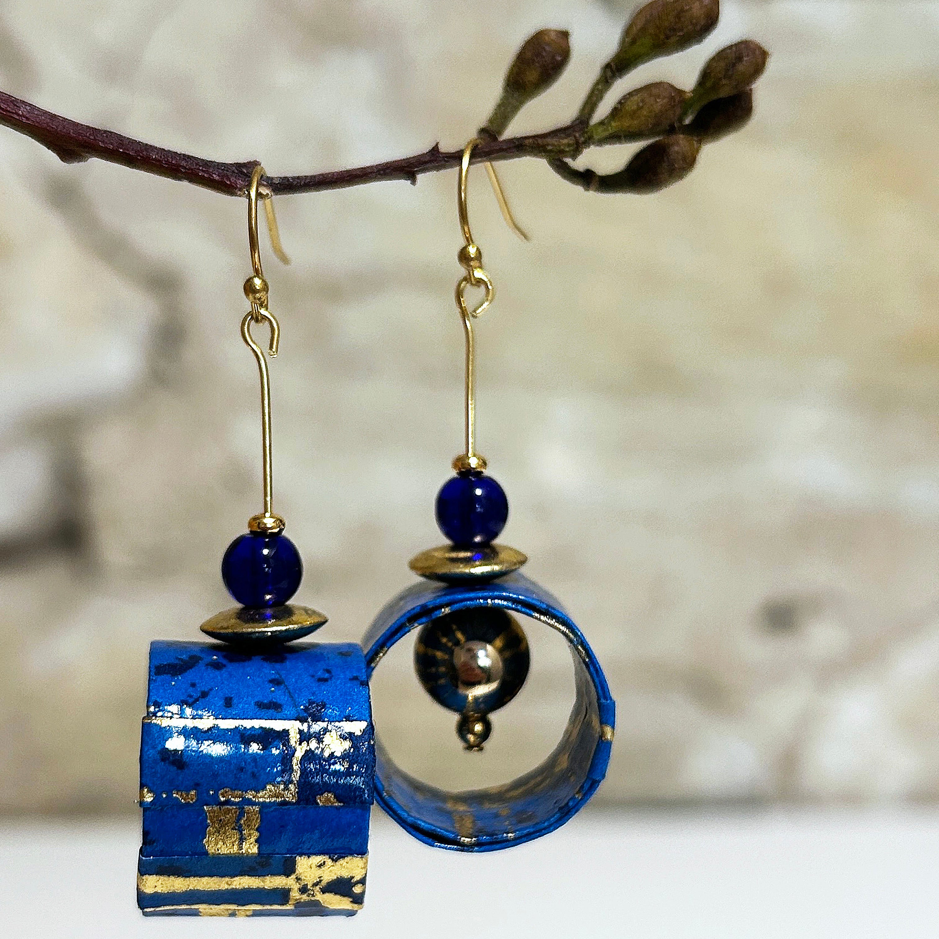 Earrings Brilliant Blue & Gold - EC-470