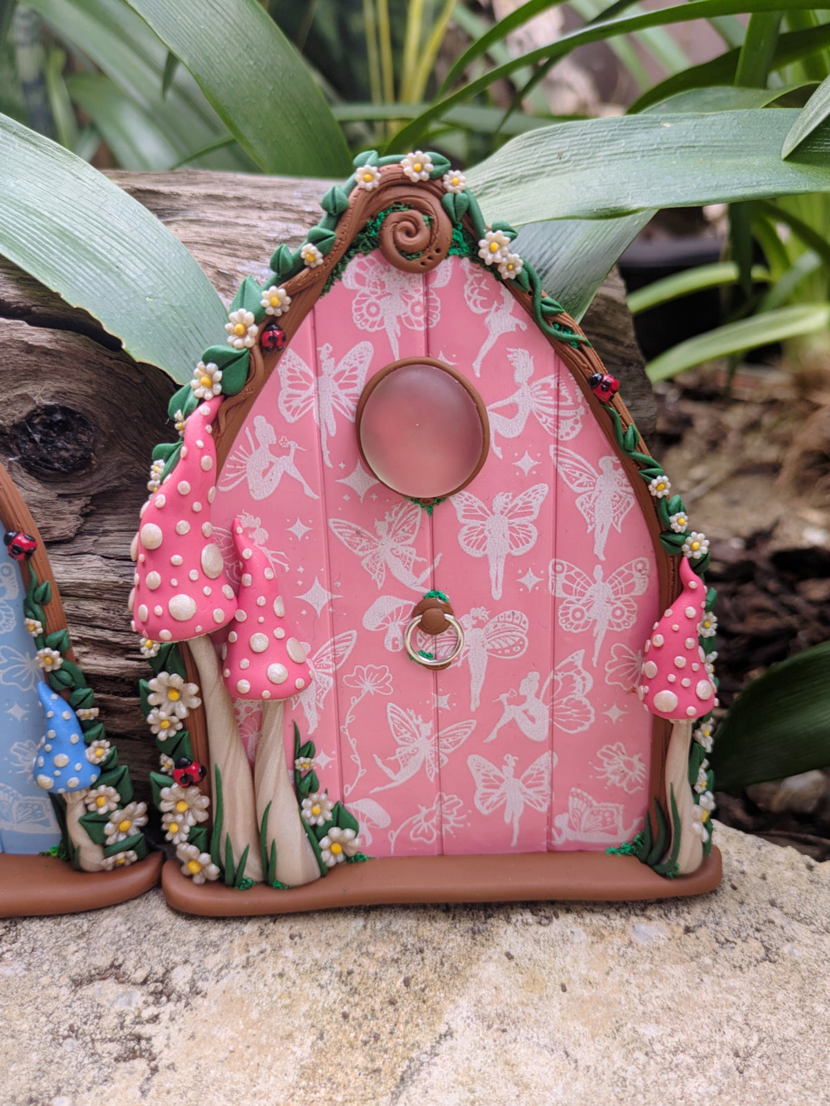 Pretty patterned Fairy Doors - available in Pink, Purple or Blue