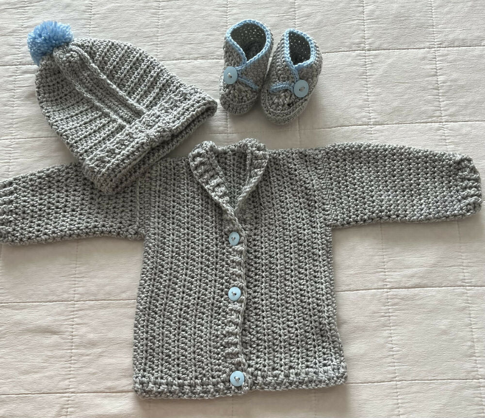 Crochet Cozy Baby Grandpa Jacket Set