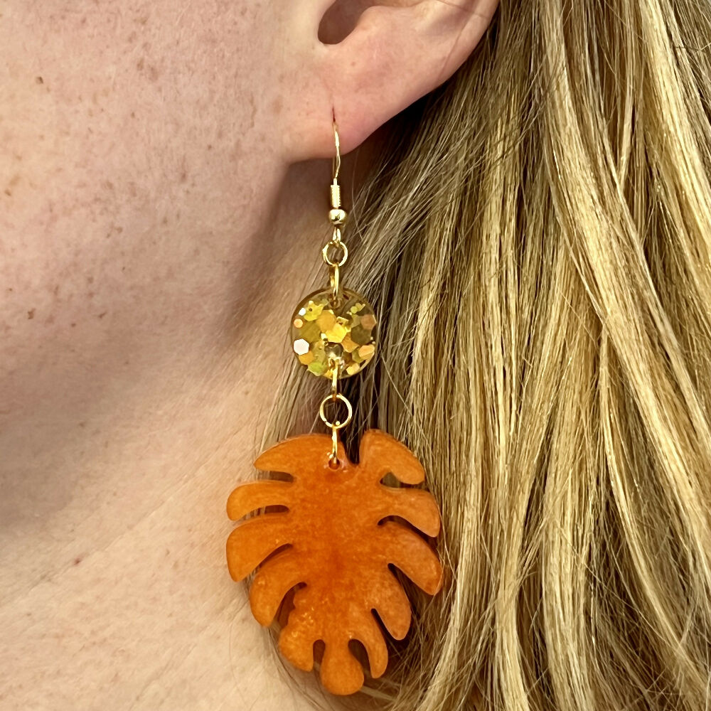 Orange Goldie Foliage Earrings
