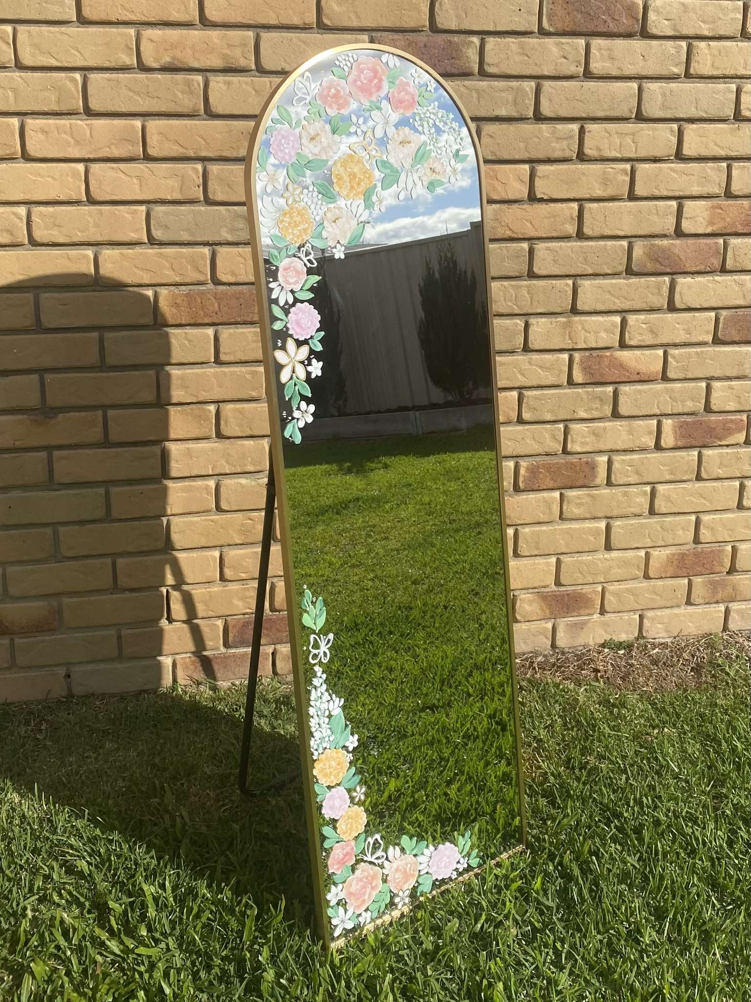 Hand Painted Wedding Welcome Mirror | Custom Personalised Standing Sign