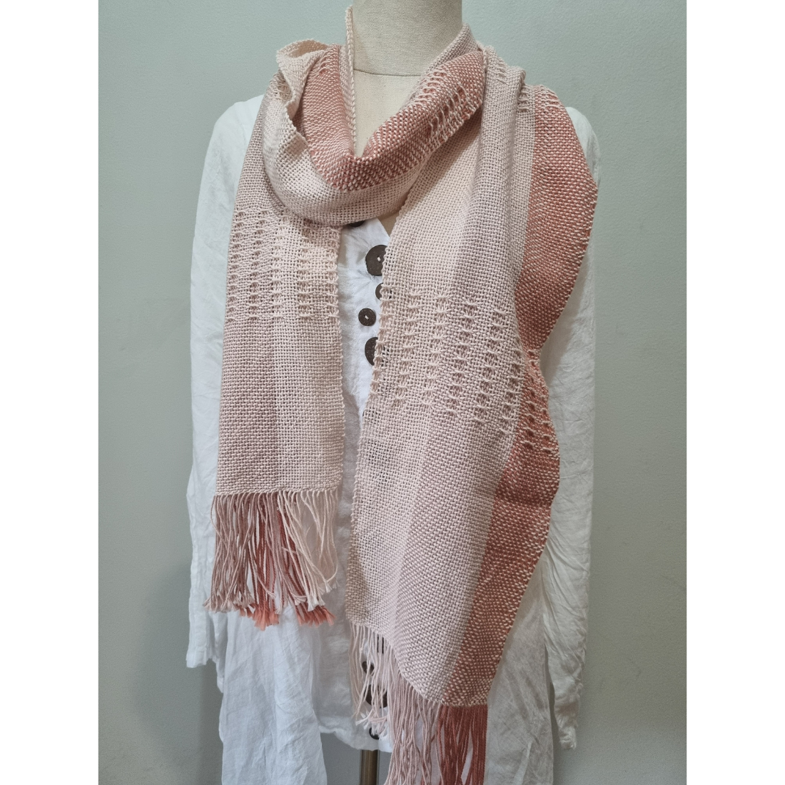 'Beyond the plain weave' collection 3 pinks cotton scarf