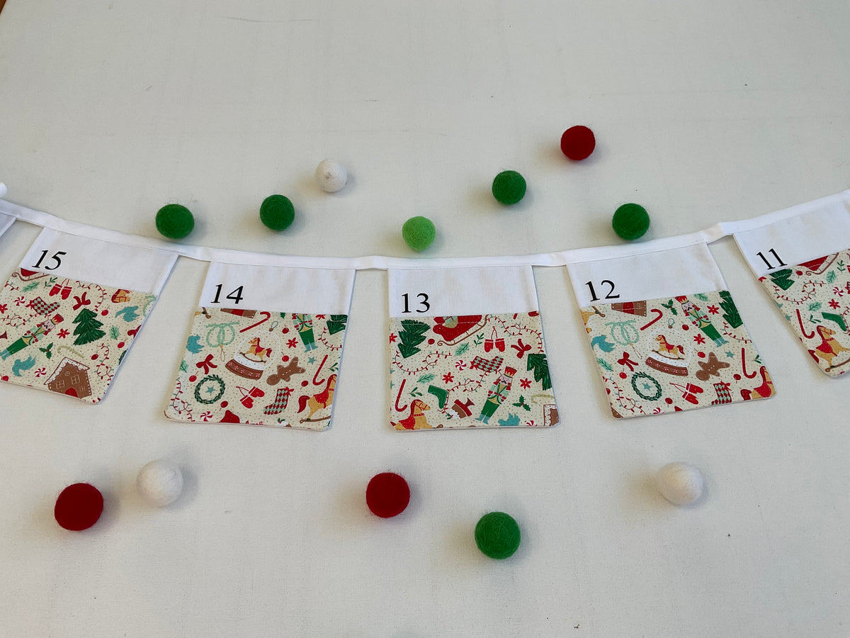 Advent Calendar Bunting - Traditional Christmas