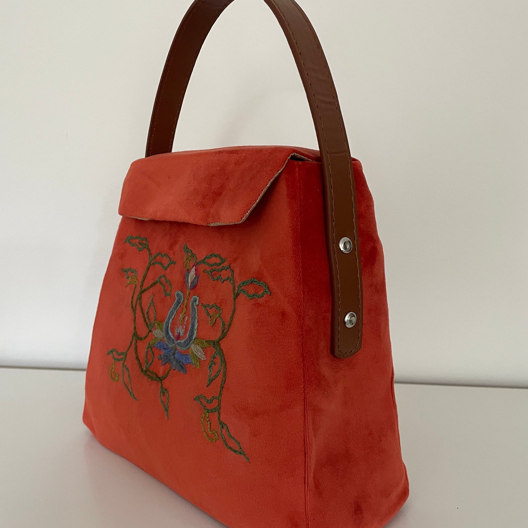(Copy) Handmade Orange Velvet Handbag Upcycled