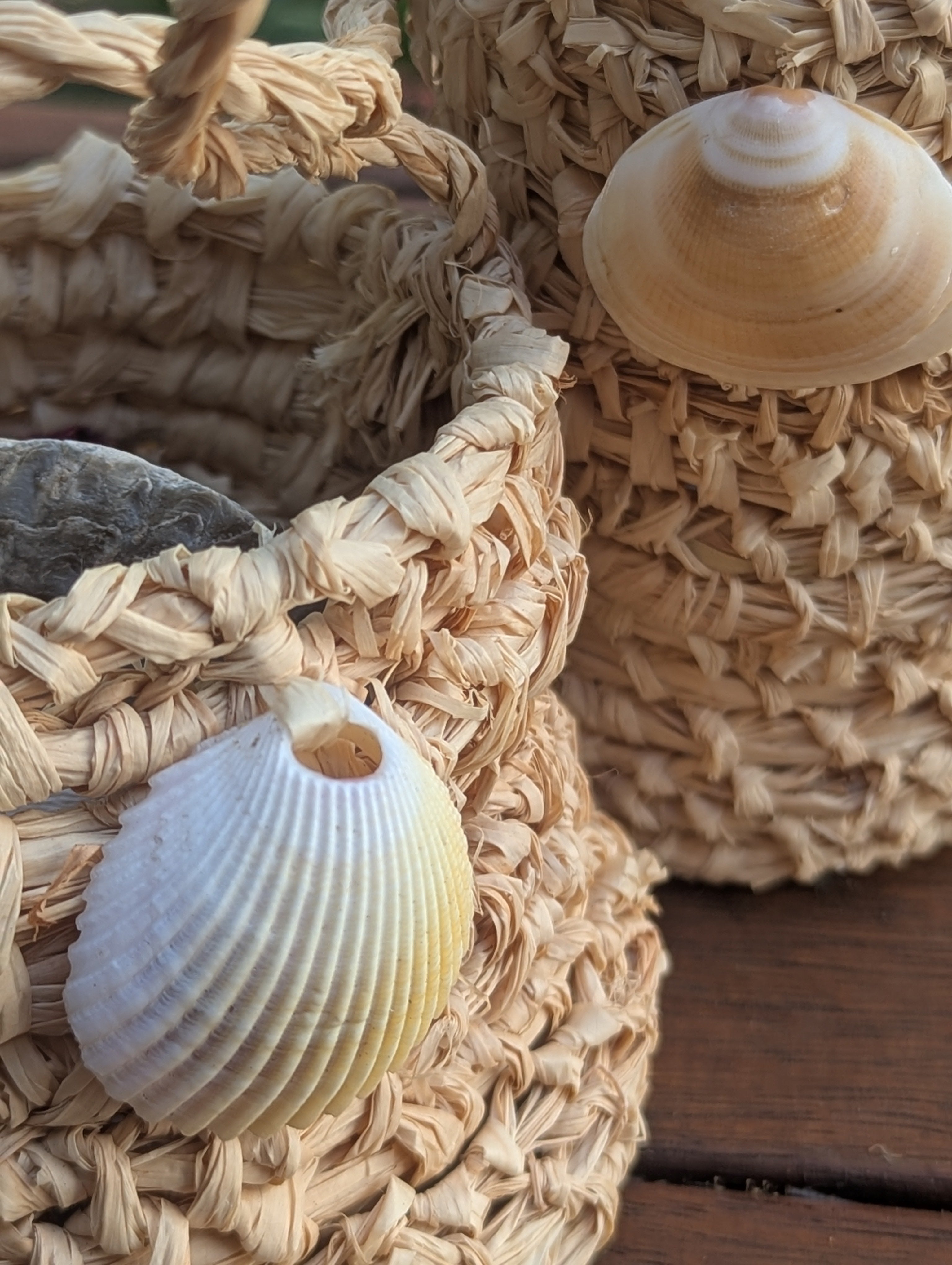 Basket Sea Shell Natural Raffia Dilly Bags