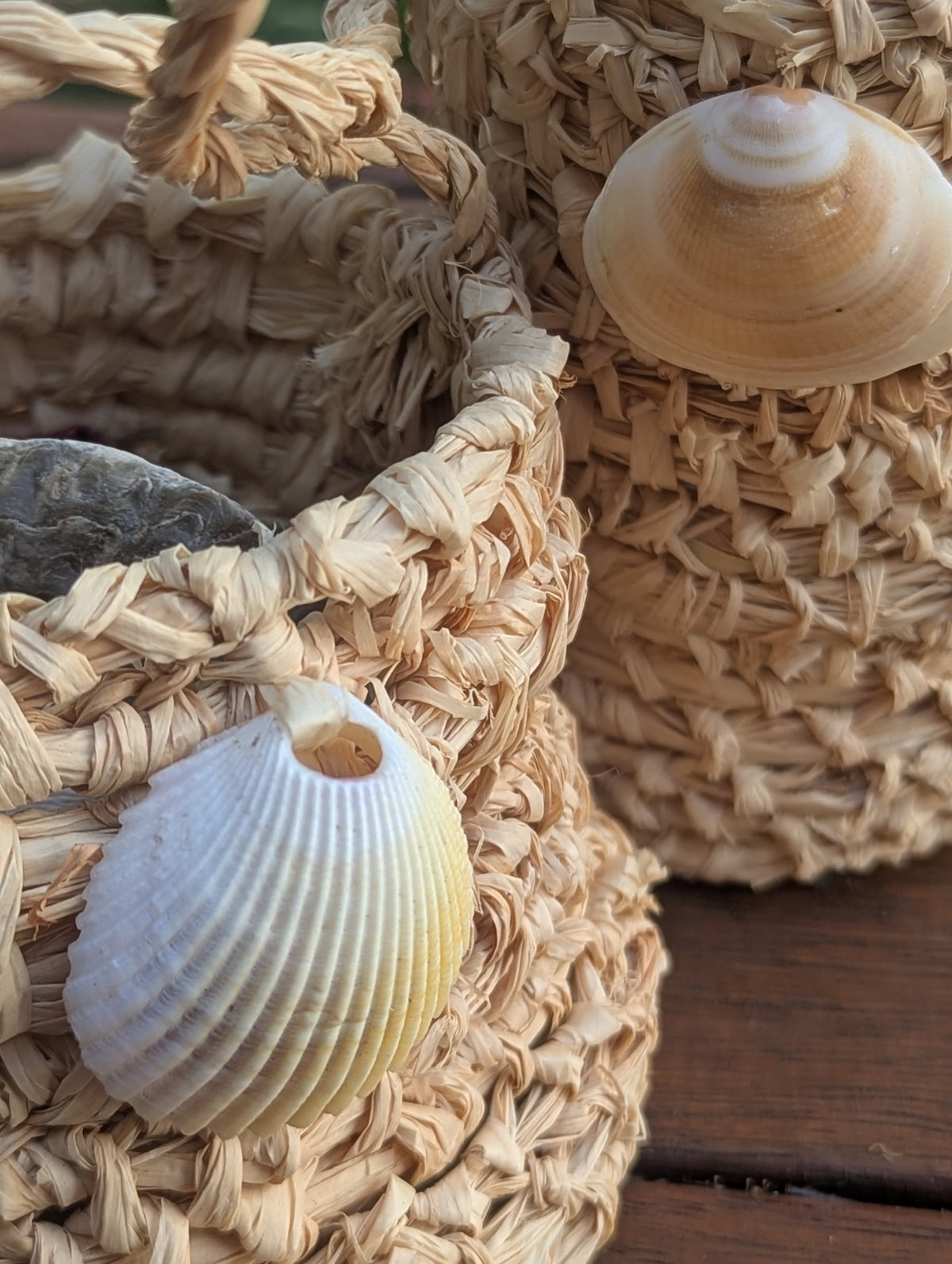 Basket Sea Shell Natural Raffia Dilly Bags