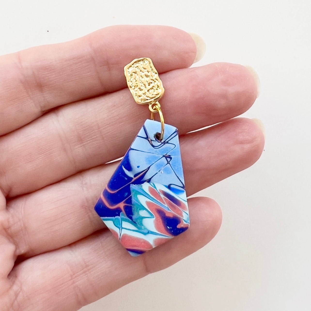 Earrings~Polymer Clay Mokume Gane Dangles