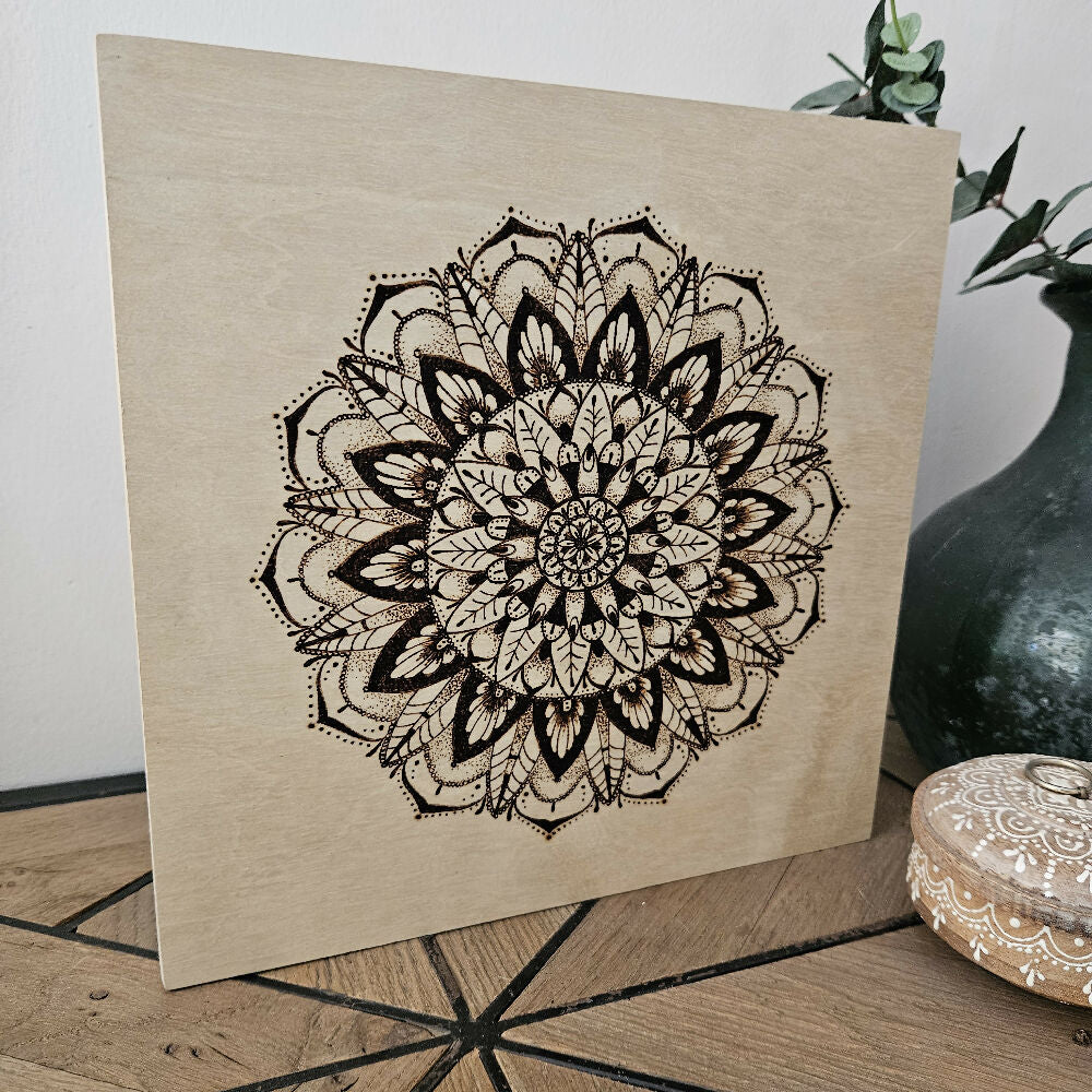 Wood Art Piece - The Mandala Series - 'Through the Darkness Mandala'