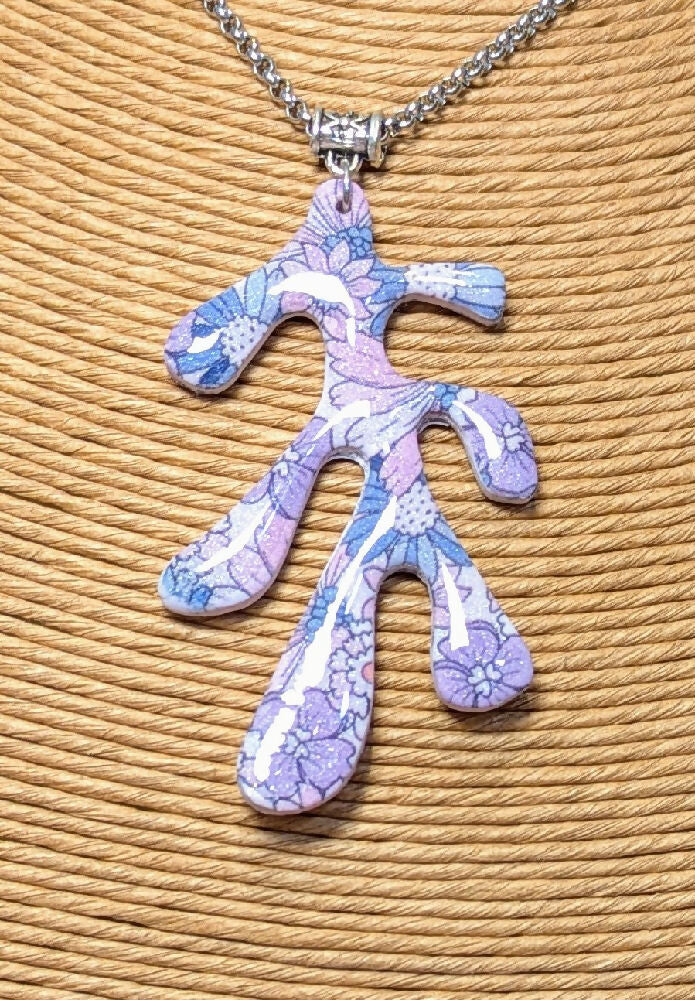 Blue Flower Coral Pendant close up