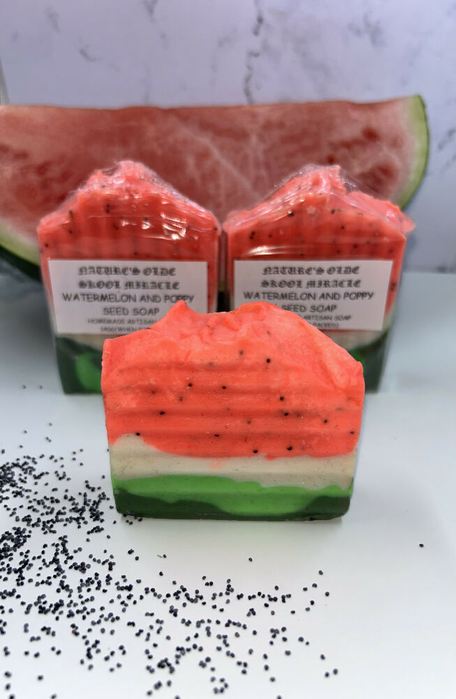 Watermelon and poppy seed soap