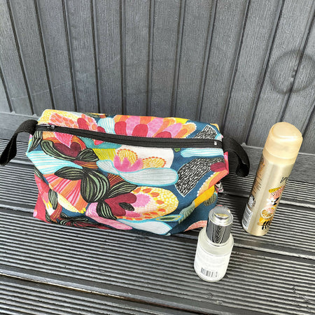 Floral Toiletry bag , makeup bag with waterproof inner