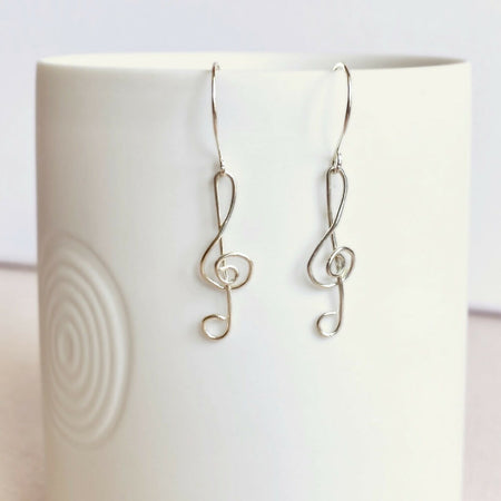 Simply Silver treble clef dangle earrings