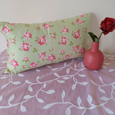 Roses - Stripe - Lumbar - Square Cushion