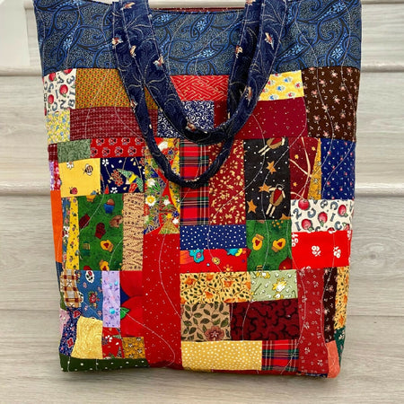 Large quilted patchwork tote bag