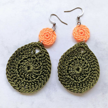 Waterdrop Earrings -Olive and Apricot