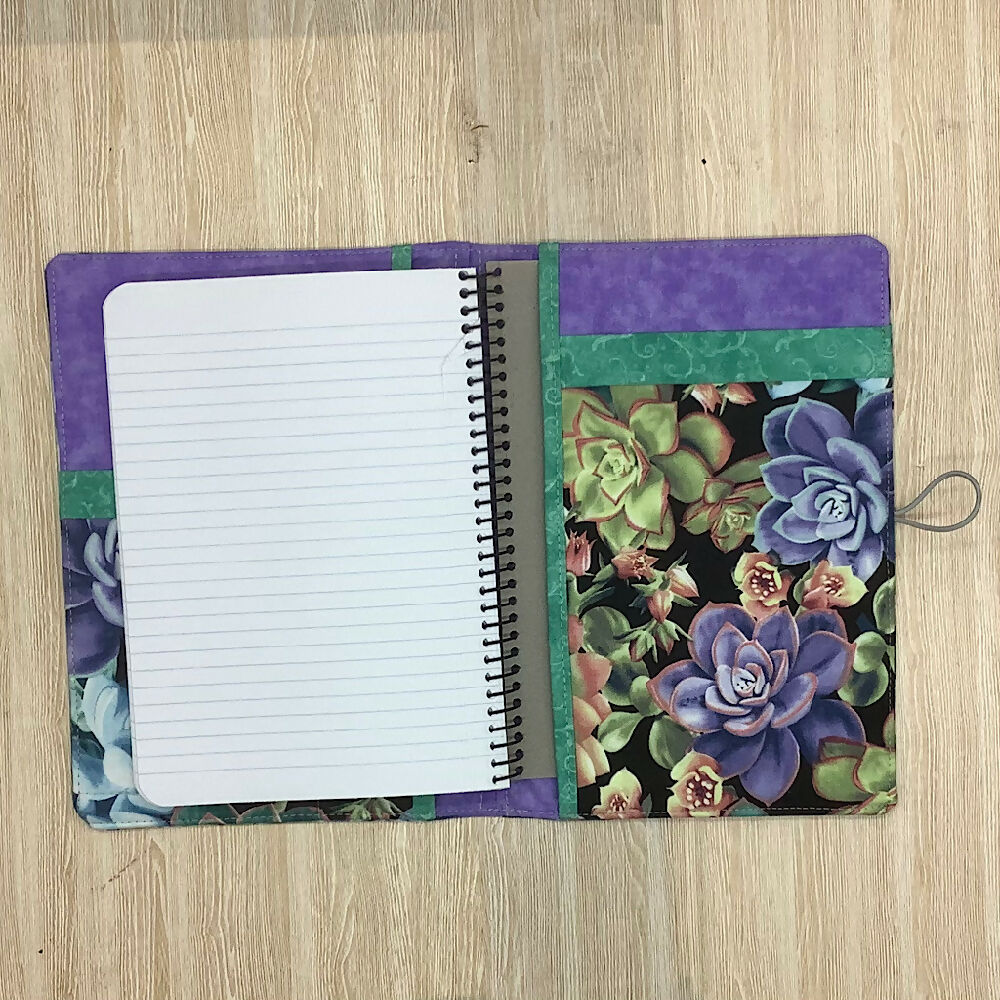 Succulents plants refillable A5 fabric notebook cover gift set - Incl. book and pen.