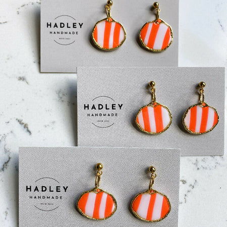 Citrus Stripe Gold Circle Earring